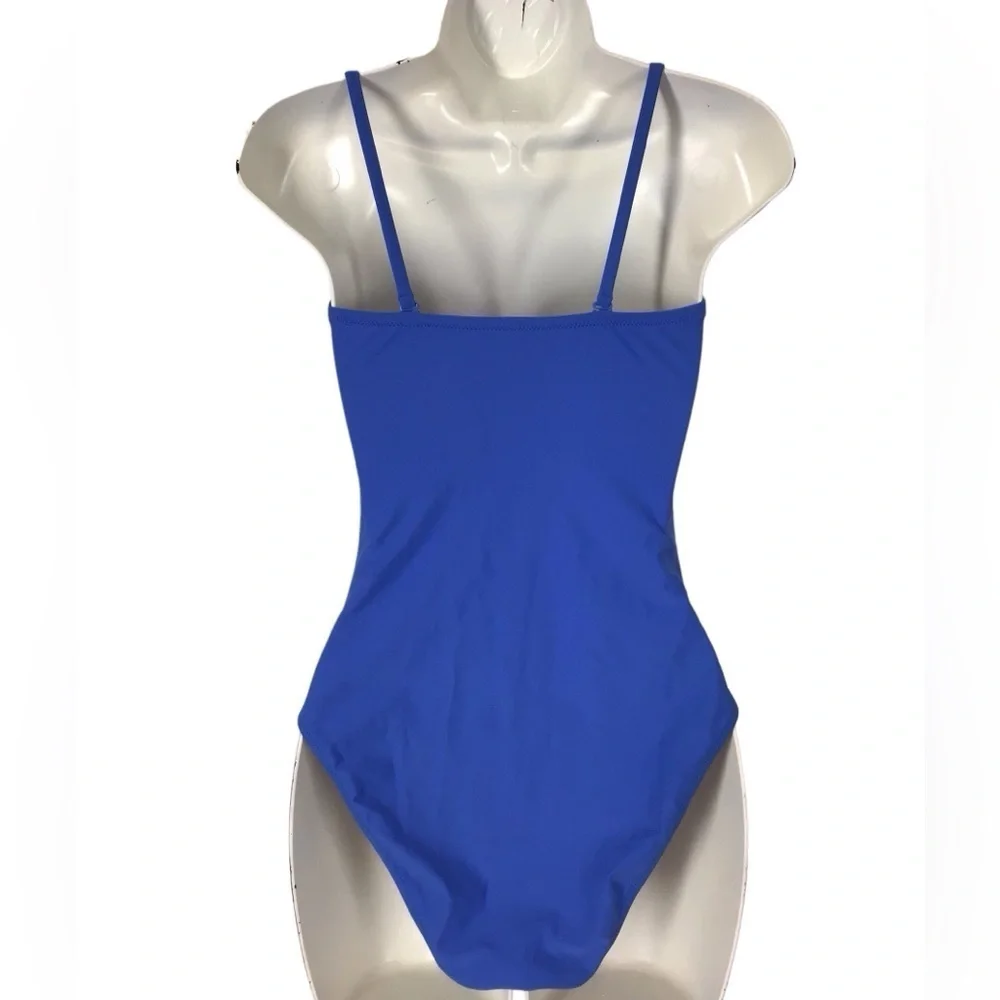 J Crew Blue Smocked One Piece Swimsuit  Size Small
